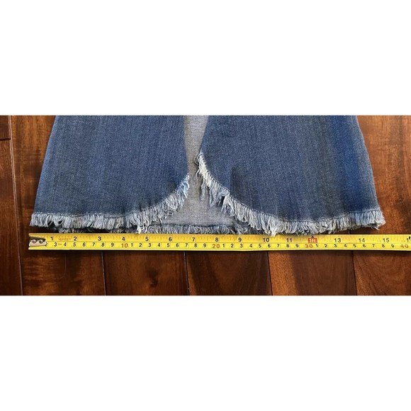 Eva Longoria Flare Distressed Slit Women’s Blue Denim Jeans Size 12 - Picture 10 of 16